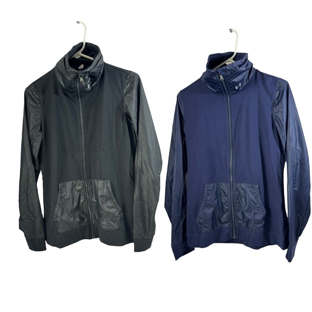 2- EUC Under Armour Full Zip Lightweight Warm Up Track Jacket Women's Medium